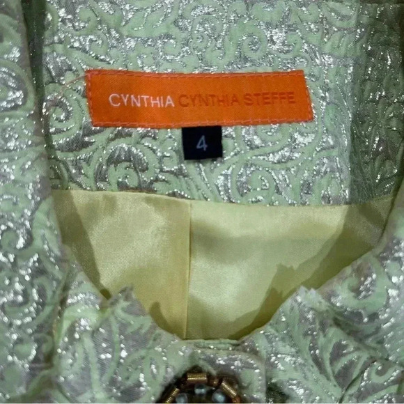 Vintage Cynthia Steffe lime green and gold foil decorative cropped jacket - Picture 7 of 9